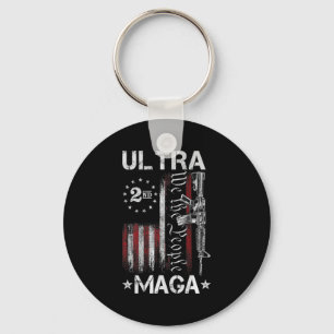 Ultra MAGA Gun AR- Quote Patriotic American Flag Keychain
