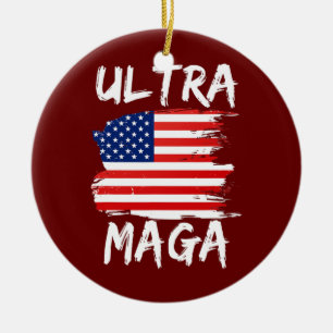 Ultra Maga King Flag America Maga King  Ceramic Ornament