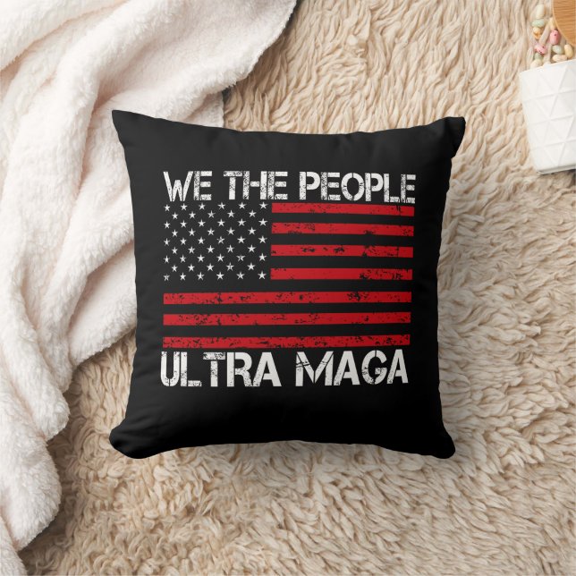 Ultra Maga Pro Trump 2024 Funny Republican  Throw Pillow (Blanket)