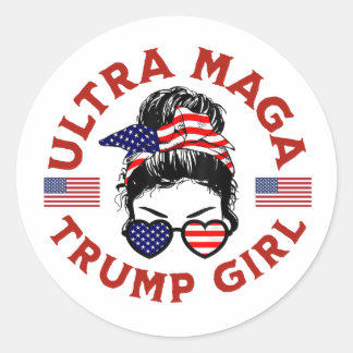 Ultra Maga Trump Girl Classic Round Sticker