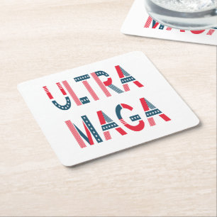 Ultra MAGA Trump Patriotic Republican Conservative Square Paper Coaster