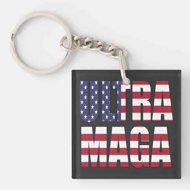 Ultra MAGA Trump Supporter 💡  Great Again USA  Keychain (Front)