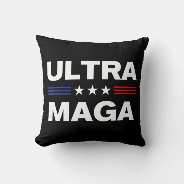 Ultra Maga United State flag 3 Throw Pillow (Front)