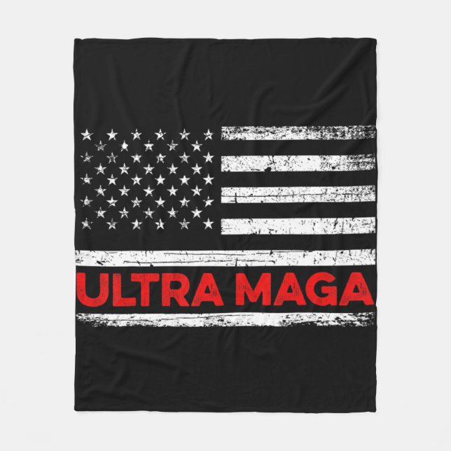 Ultra Maga United State flag  Fleece Blanket (Front)
