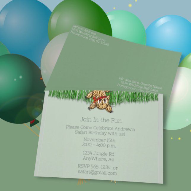 Ultra mignon Safari Leopard Invitations d'annivers (Créateur téléchargé)