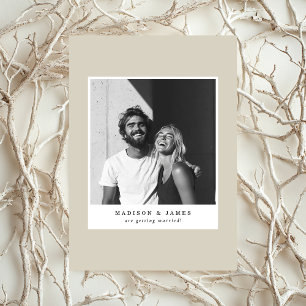 Ultra Minimal Casual Photo Frame Beige Wedding Save The Date