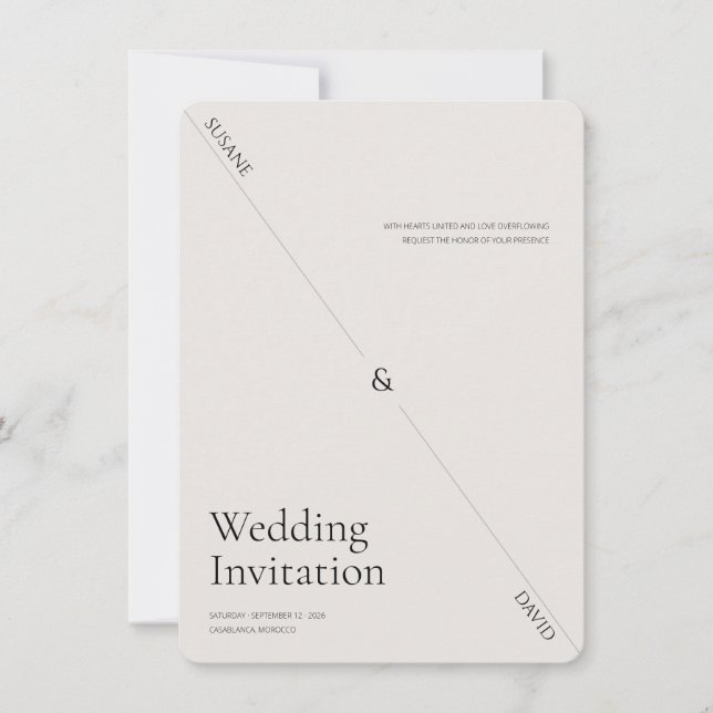 Ultra Minimal luxury Creative wedding invitation  (Devant)