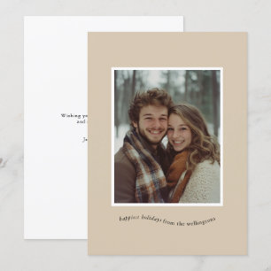 Ultra Minimal Neutral Photo Frame Wavy Text Holiday Card