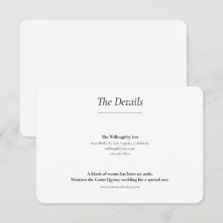 Ultra Minimalist Black and White Wedding Enclosure Card