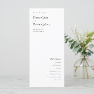 Ultra Minimalist Black and White Wedding Program