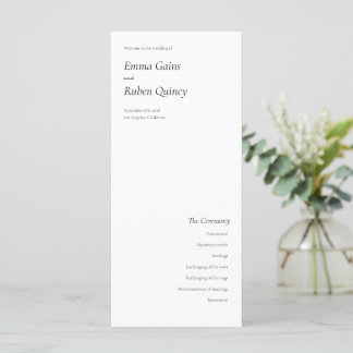 Ultra Minimalist Black and White Wedding Program