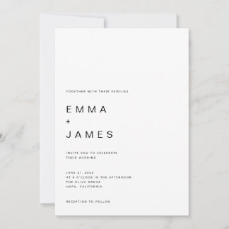 Ultra Minimalist Modern Typography Wedding Invitation