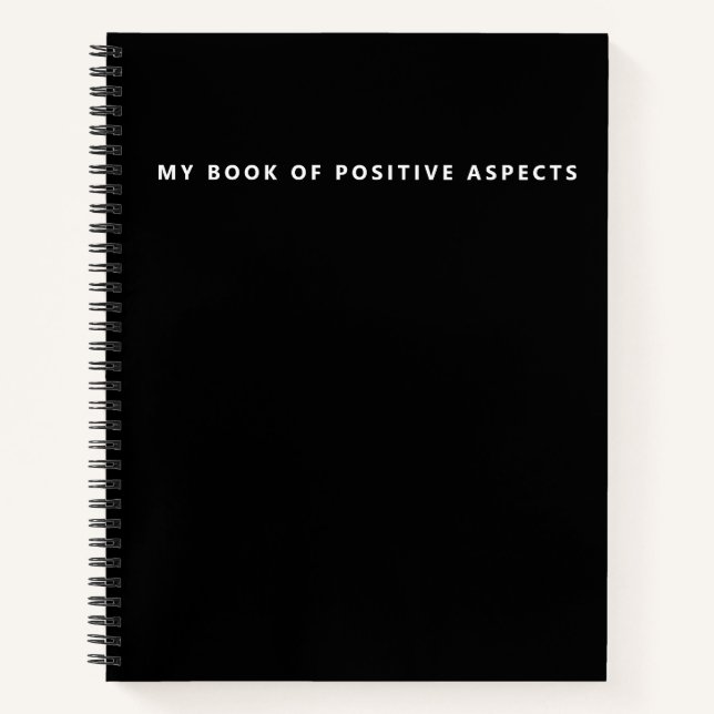 Ultra Minimalist Positive Aspects Black Gratitude Notebook (Front)