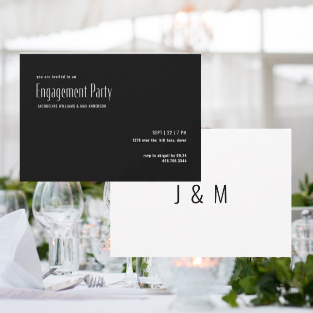 Ultra Modern B/W Engagement Party  Invitation (Creator Uploaded)