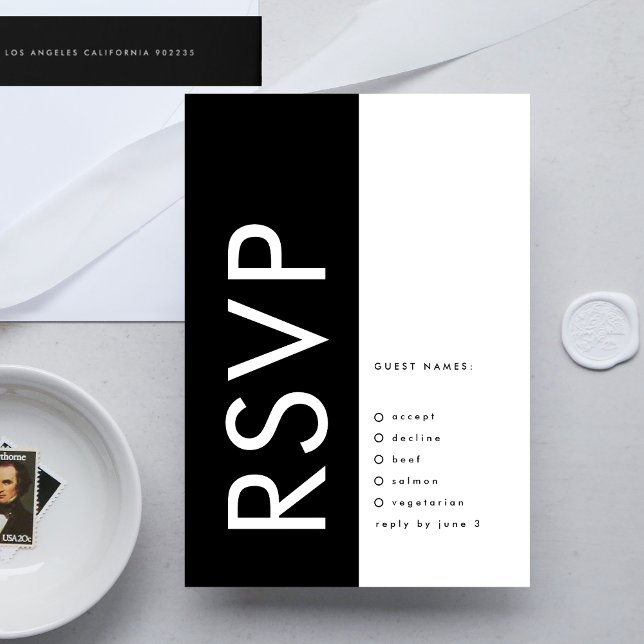 Ultra Modern Bold Big Monogram Funky Wedding RSVP Card (Creator Uploaded)