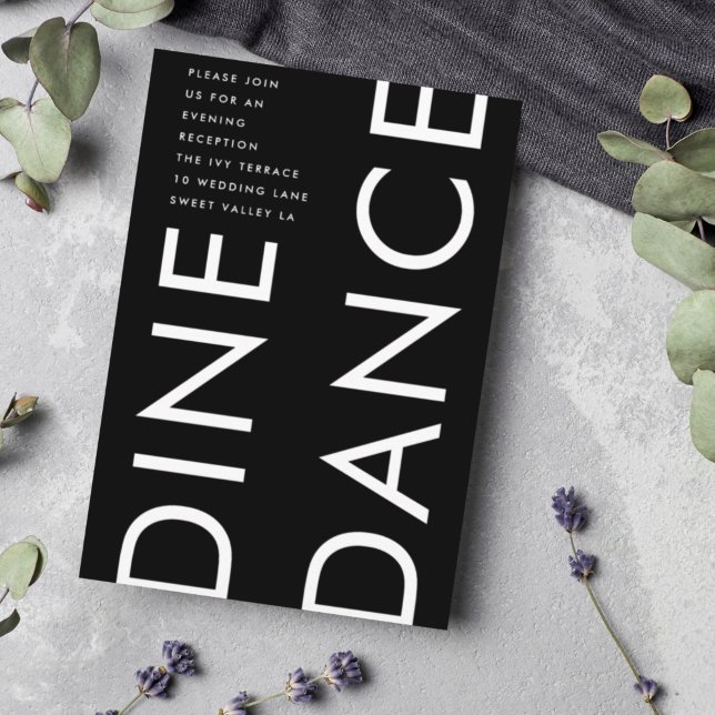 Ultra Modern Bold Big NAME DINE DANCE Wedding Enclosure Card (Creator Uploaded)