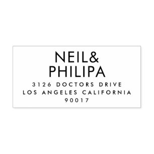 Ultra modern BOLD NAMES Wedding Return Self-inking Stamp