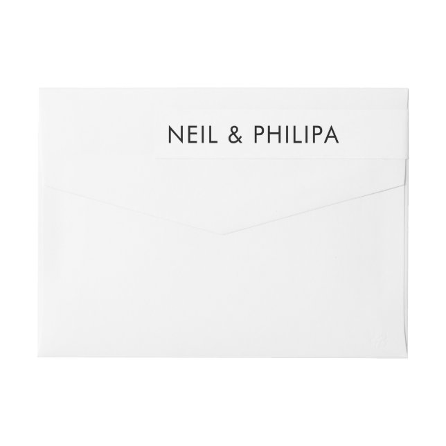 Ultra Modern BOLD NAMES Wedding Return Wrap Around Label (Back)
