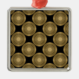 Ultra Modern Circles Premium Ornament, Golden Metal Ornament