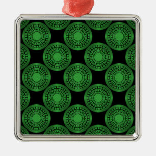Ultra Modern Circles Premium Ornament, Green Metal Ornament