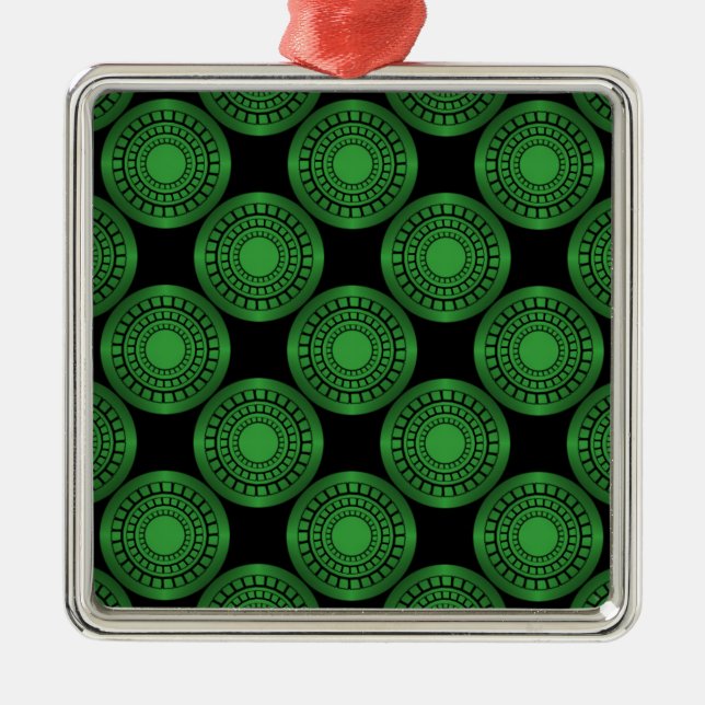 Ultra Modern Circles Premium Ornament, Green Metal Ornament (Front)