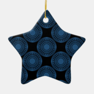 Ultra Modern Circles Star Ornament, Blue Ceramic Ornament