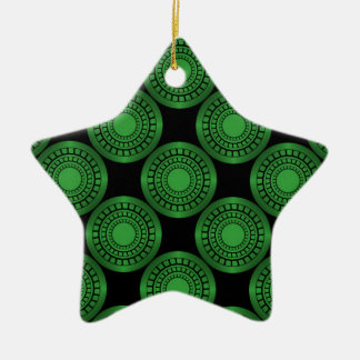 Ultra Modern Circles Star Ornament, Green Ceramic Ornament