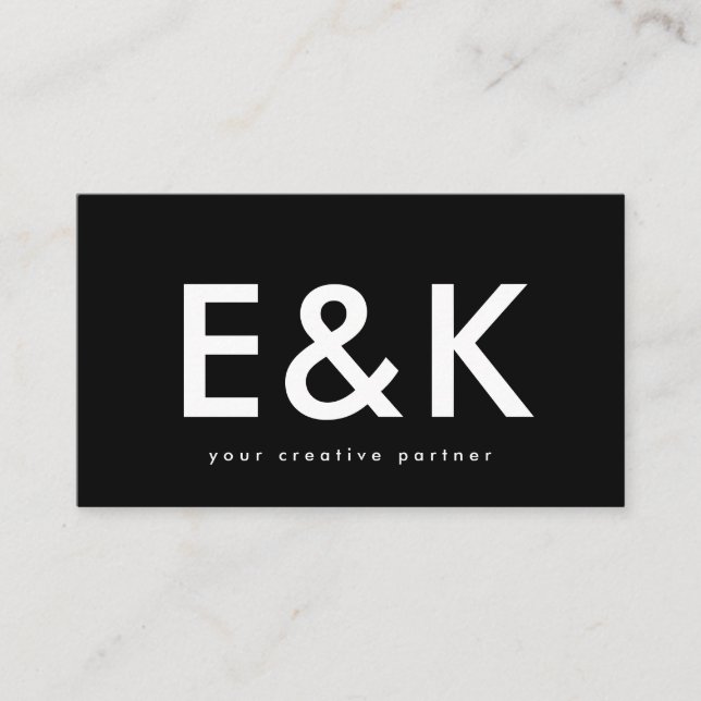 Ultra Modern Extra Bold Big Monogram Black Business Card (Front)