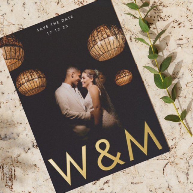 Ultra Modern Gold Photo Monogram Save The Date (Creator Uploaded)