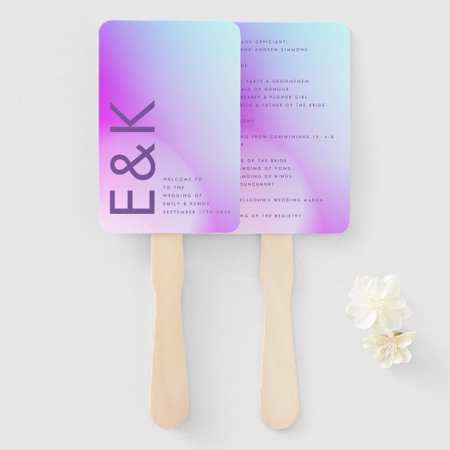 Ultra Modern Gradient Purple Fall Wedding Hand Fan (Front and Back)