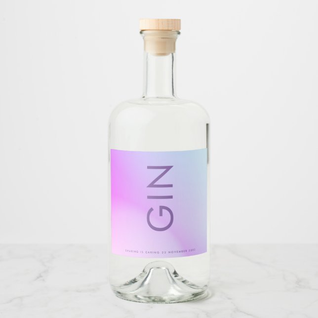Ultra Modern Gradient Purple Fall Wedding Liquor Bottle Label (Front)