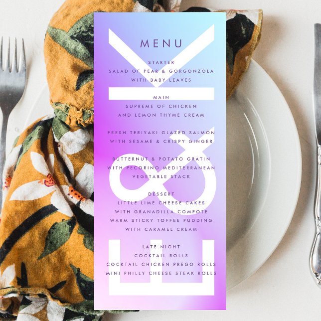 Ultra Modern Gradient Purple Fall Wedding Menu (Creator Uploaded)