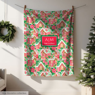 Ultra modern hot pink watercolor preppy festive fleece blanket