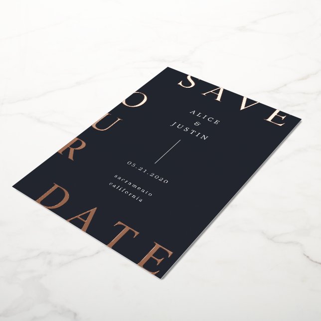 Ultra Modern Layout Dark Blue Save the Date (Rotated)