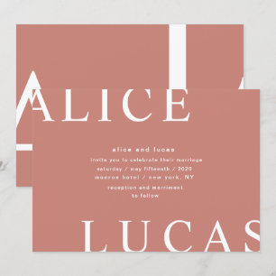 Ultra Modern Layout Monogram Coral Wedding Invitation