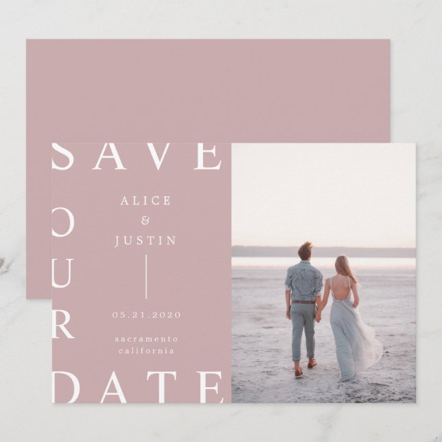 ultra modern layout photo Save the Date Invitation (Front/Back)