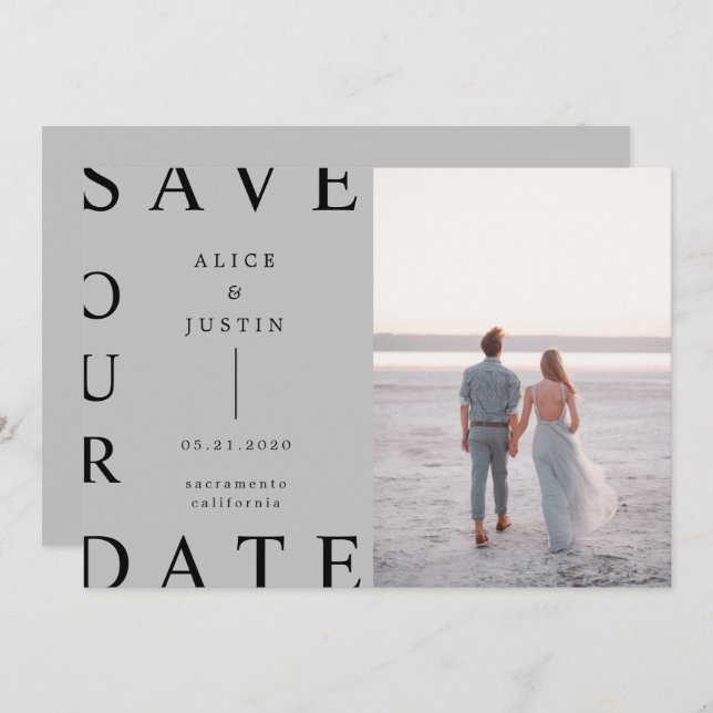 ultra modern layout photo Save the Date Invitation (Front/Back)