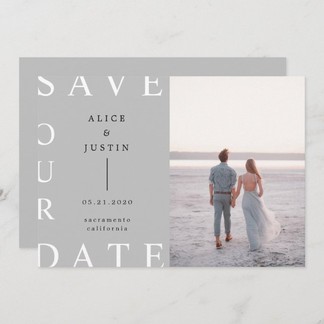 ultra modern layout photo Save the Date Invitation (Front/Back)