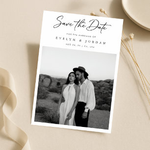 Ultra Modern Minimal Classic Script Photo Wedding Save The Date