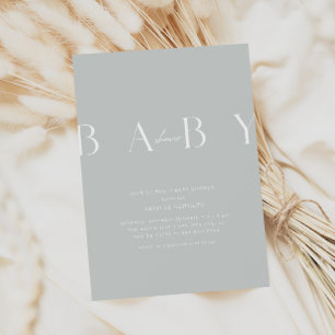 Ultra-Modern Minimal Pale Blue Baby Shower Invitation