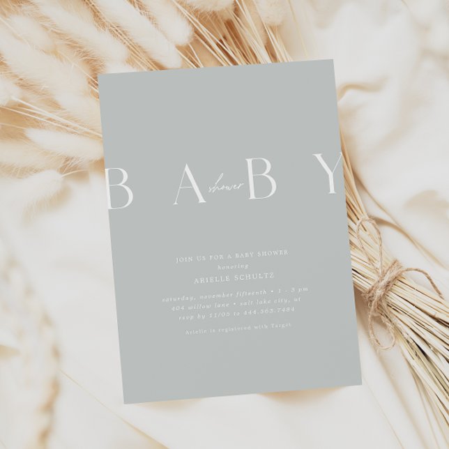 Ultra-Modern Minimal Pale Blue Baby Shower Invitation (Creator Uploaded)
