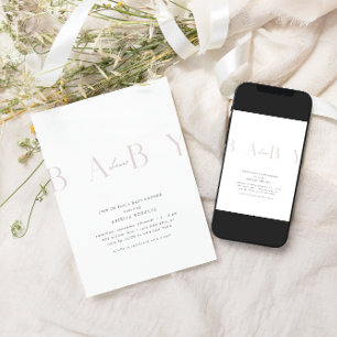 Ultra-Modern Minimal Pale Rose Baby Shower Invitation