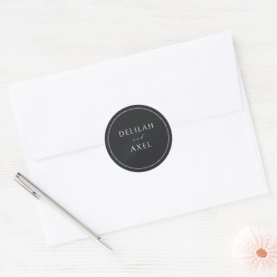 Ultra-Modern Minimalist Black and White Envelope Classic Round Sticker
