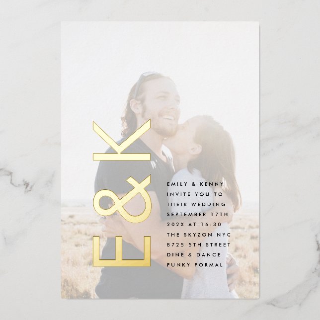Ultra Modern Monogram Simple Wedding GOLD Photo (Front)