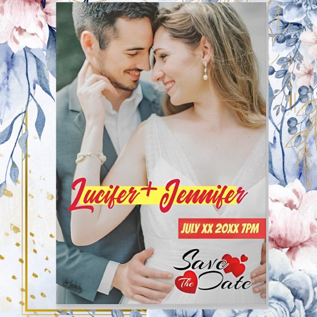 Ultra Modern Name Photo Personalize Vertical  Save The Date (Creator Uploaded)