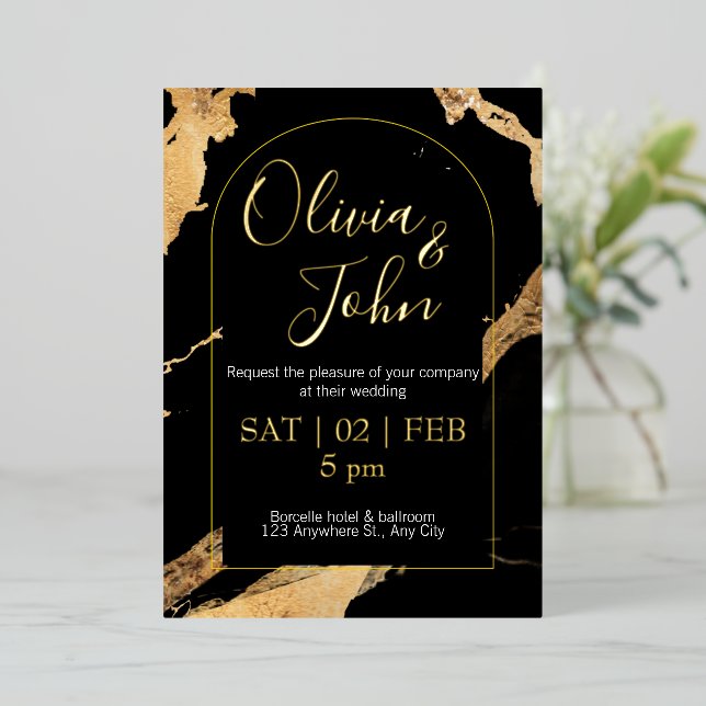 Ultra modern QR code wedding gold (Standing Front)