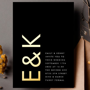 Ultra Modern REAL GOLD Monogram Simple Wedding