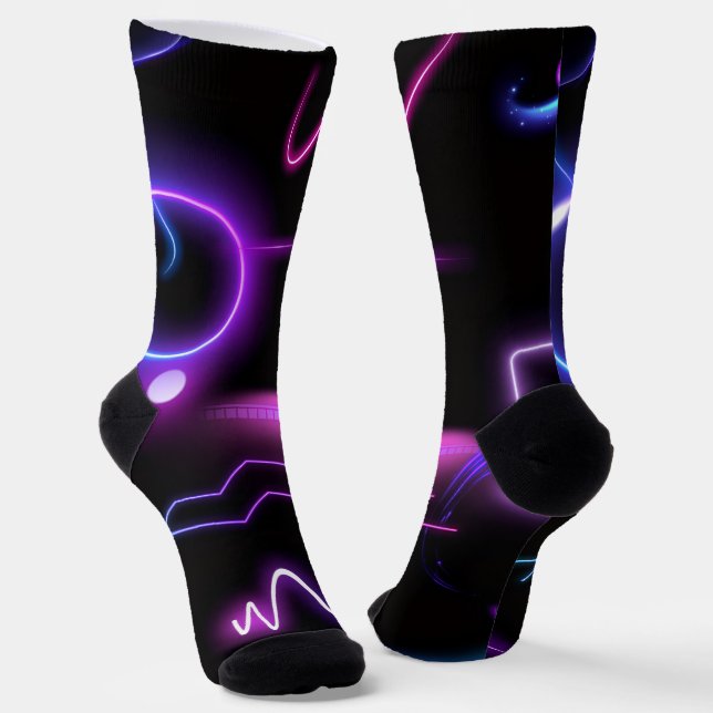 Ultra-Modern Socks – Neon Geometric Design (Angled)