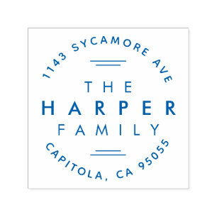 Ultra Modern Typography Family Name Return Address Self-inking Stamp