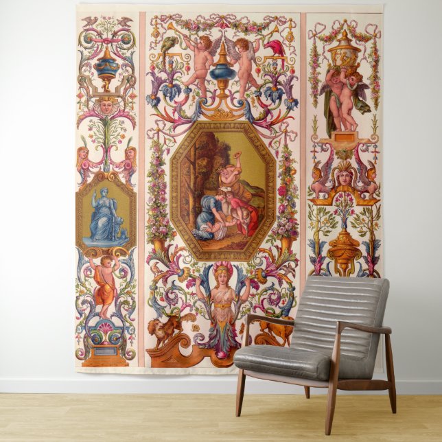 ultra opulent 17th century Baroque print Tapestry (In Situ)